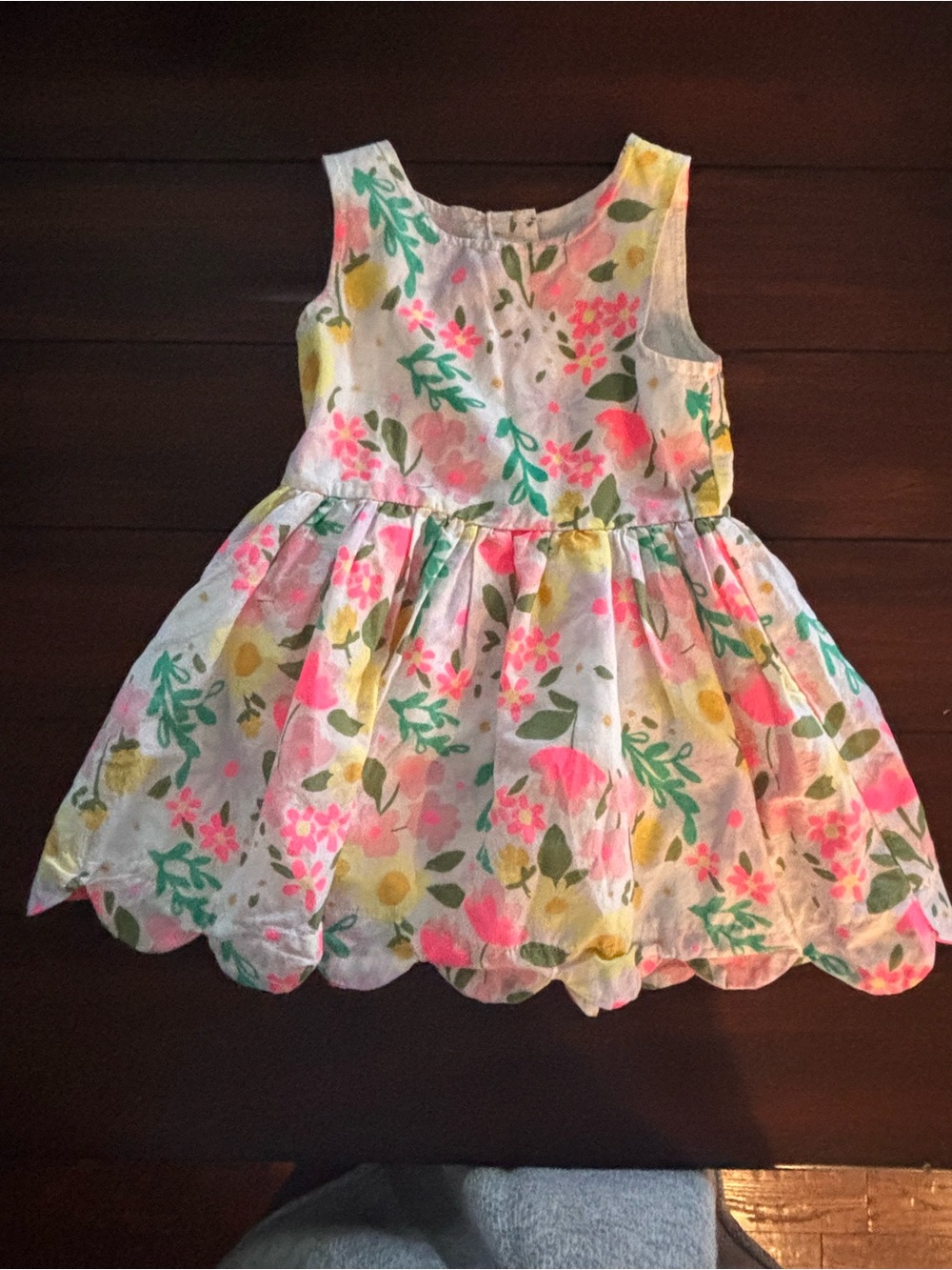 Cat & Jack Floral Scallop Hem Girls' Dress - Pink & Yellow